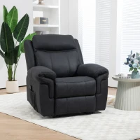 HOMCOM Manual Recliner Chair with Vibration Massage, Side Pockets, Microfibre Reclining Chair for Living Room, Black(m-1)