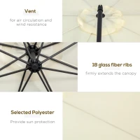 Outsunny Φ10' Deluxe Cantilever Umbrella Outdoor Market Parasol Banana Hanging Offset Sunshade Crank Cross Base Beige(m-6)