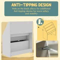 Qaba Kids Bookshelf with 3 Tier Display Shelves, Drawer for Nursery, Grey(m-5)