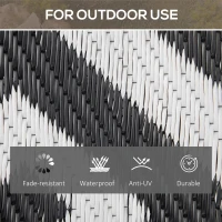 Outsunny Reversible Outdoor RV Rug, Patio Floor Mat, 5' x 8' Plastic Straw Rug for Backyard, Deck, Beach, Camping, Black & White(m-5)