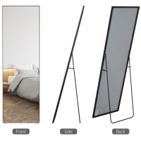 HOMCOM Full Length Glass Mirror, Freestanding or Wall Mounted Dress Mirror for Bedroom, Living Room, Bathroom, 19.75" x 63.5", Black(m-4)
