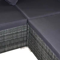 Outsunny 7-Piece Patio Furniture Set, Outdoor Wicker Conversation Set, All Weather PE Rattan Sectional Sofa Set with Cushions and Tempered Glass Top Coffee Table, Pillows, Gray(m-9)