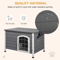 PawHut 31" Folding Dog House, Portable Pet Crate Kennel, Wooden Wire Cage for Miniature and Small Sized Dogs with Lockable Doors Open Top Removable Tray, Grey(m-4)