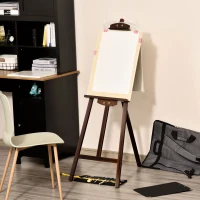 HOMCOM A-Frame Easel of Maximum Height 53", Holds Canvases Up to 43", Painting Studio Art Easel that Tilts up to 75° Degrees for Adults, Beginners, Students, Brown(m-2)