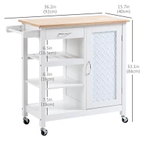 HOMCOM Kitchen Cart on Wheels with Embossed Door Panel, Utility Kitchen Island with Storage Drawer, White(m-3)