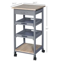 HOMCOM Kitchen Island Rolling Trolley Utility Serving Cart with Drawer  Grey(m-3)