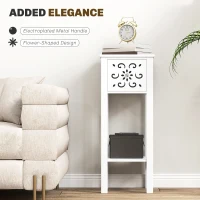 HOMCOM Nightstand Set of 2 with Drawer and Open Storage Shelf White(m-4)