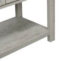 HOMCOM Farmhouse Double Door Coffee Bar Cabinet, Kitchen Cabinet with Bottom Shelf for Entryway, Living Room, Stone Gray(m-9)