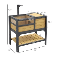 PawHut Tortoise Habitat with Shelf Storage Tortoise Gift Accessory with Weather Protection for Indoor, Yellow(m-3)