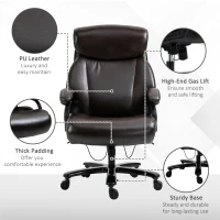 Vinsetto Big and Tall Executive Office Chair 396lbs with Wide Seat, Home High Back PU Leather Chair with Adjustable Height, Swivel Wheels, Brown(m-6)