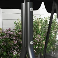 Outsunny 3-Seat Outdoor Patio Swing Chair w/ Cushion, Steel Frame Stand, Adjustable Tilt Canopy for Patio, Garden, Black 2(m-9)