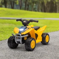 Qaba Licensed Kids ATV, 6V Electric Ride on Car for Kids with Horn, LED Headlights, for 18-36 Months, Yellow(m-8)