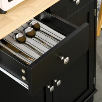HOMCOM Freestanding 67" Kitchen Buffet with Hutch, Pantry Cabinet with Microwave Stand, Adjustable Shelf, 2 Drawers, Cupboard, Black(m-9)