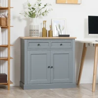 HOMCOM Sideboard Buffet Cabinet, Kitchen Cabinet, Coffee Bar Cabinet with 2 Drawers and Double Door Cupboard for Living Room, Entryway, Dark Gray(m-2)