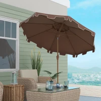 Outsunny 8.8' Patio Umbrella with Push Button Tilt and Crank, Brown(m-2)