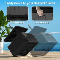 Outsunny 3-in-1 Outdoor Umbrella Base with Table Tray, Coffee End Table, Planter Box with Drain Hole, 175 lbs. Capacity Heavy Duty Fillable Patio Umbrella Stand Table with Wheels and Handles, Black(m-6)