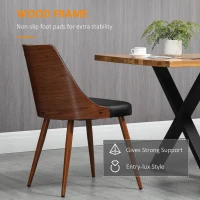 HOMCOM Dining Chairs Set of 2, Tufted Kitchen Chairs, PU Leather Upholstered Seats and Steel Legs for Dining Room, Black(m-7)