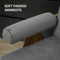 HOMCOM Corduroy Accent Chair Armchair with Wide Seat and Soft Padded Armrests for Reading, Bedroom, Dark Grey(m-5)