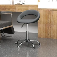 HOMCOM Modern Hydraulic Moon Salon Stool Rolling Swivel Chair Massage Spa Tattoo Pub Bar Stool, Grey(m-8)