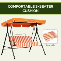 Outsunny 3-Seater Outdoor Porch Swing with Adjustable Canopy, Patio Swing Chair for Garden, Poolside, Backyard, Orange(m-8)