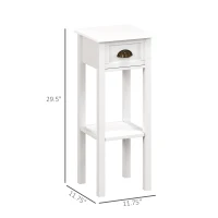 HOMCOM 2-Tier Side Tables Set of 2 with Drawer and Shelf, 2 Pieces End Tables for Living Room and Hallway, White(m-3)
