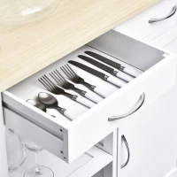 HOMCOM Kitchen Storage Trolley Cart Serving Cart 2 Drawers Wine Glass Rack Towel Rail(m-9)