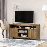 HOMCOM TV Stand for TVs up to 55", TV Unit with Storage Cupboard and Shelves, 55.1" x 15.7" x 27", Walnut(m-1)