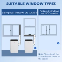 HOMCOM 12,000 BTU Mobile Air Conditioner 549 Sq. Ft., Dehumidifier Fan Auto Sleep with 24H Timer On/Off, Window Kit(m-9)