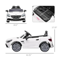 Aosom Mercedes SLC 300 Licensed Kids Electric Car with Remote Control, 12V Battery Powered Kids Ride on Car with Music, Lights, Suspension for 3-6 Years Old, White(m-3)