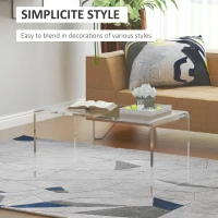 HOMCOM 0.6" Thick Acrylic Coffee Table, 32" Long Rectangle Waterfall Coffee Table, Clear(m-5)