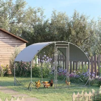 PawHut Large Chicken Coop Metal Chicken Run with Waterproof and Anti-UV Cover, Dome Shaped Walk-in Fence Cage Hen House for Outdoor and Yard Farm Use, 1" Tube Diameter, 9.2' x 6.2' x 6.5'(m-10)