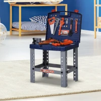 Qaba 68 Pcs Kids Tool Bench, Foldable Pretend Workbench Toy Tool Set, Power Tools Workshop with Electric Drill for Toddler 3 to 6 Years Old(m-10)