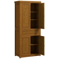 HOMCOM 72.5" Kitchen Pantry Cabinet, Tall Storage Cabinet with Doors, Drawer, and Adjustable Shelves, Distressed Brown(m-1)