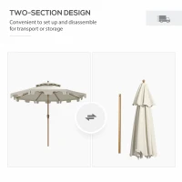 Outsunny 8.8' Patio Umbrella with Push Button Tilt and Crank, Cream White(m-8)