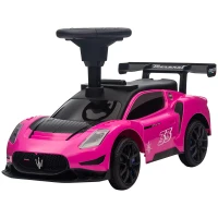 Qaba Licensed Maserati GT2 Baby Sliding Car with Storage, Music, Horn, Foot to Floor Toddler Car for 18-60 Months, Pink(m-2)