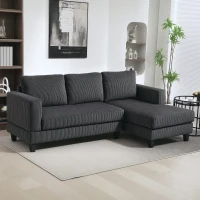 HOMCOM L Shaped Couch, L Shape Sofa with Chaise Lounge and Spring Cushion for Living Room, Bedroom, Grey(m-1)