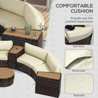 Outsunny 8 Piece Patio Furniture Set with 4 Rattan Sofa Chairs & 4 Tables with Storage & Umbrella Hole, Mixed Brown(m-6)