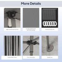 Outsunny 10' x 20' Pop Up Canopy Tent, Outdoor Easy up Tent with 3-Level Adjustable Height, Wheeled Carry Bag, Gray(m-4)