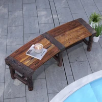 Outsunny Wooden Outdoor Bench, Wrap Around Tree Bench with Slatted Seat for Yard, Garden, Deck, Lawn, Brown(m-8)