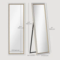 HOMCOM Floor Standing Mirror, Full Body Mirror, Free Standing, Leaning or Wall Mirror with Frame for Bedroom, Silver(m-3)