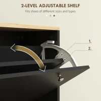 HOMCOM 2 Drawers Shoe Storage Cabinet with Adjustable Shelves for 16 Pairs of Shoes, Black(m-5)