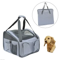 PawHut 3in1 Pet Car Booster Seat Dog Carrier Travel Bag Gray(m-11)
