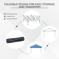 Outsunny 10' x 10' Pop Up Canopy Tent, Instant Sun Shelter with 3-Level Adjustable Height, Top Vents and Wheeled Carry Bag for Outdoor, Garden, Patio, Blue(m-4)