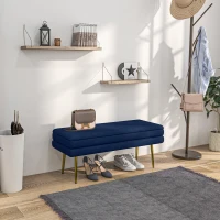 HOMCOM 39" Storage Ottoman, Velvet End of Bed Bench with Steel Legs, Foot Stool with Storage for Bedroom, Living Room(m-1)
