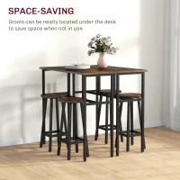 HOMCOM Bar Table Set of 6 Bar Table and Stools for 4 2 Breakfast Tables and 4 Stools for Living Room Dining Room Rustic Brown(m-5)