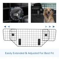 PawHut 35.5" - 47" Vehicle Pet Barrier, Adjustable Dog Fence for Car SUV Truck, Universal Fit Expandable Safe Guard Gate, Black(m-6)