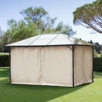 Outsunny 10' x 13' Universal Gazebo Sidewall Set with 4 Panels, Hooks/C-Rings Included for Pergolas & Cabanas, Beige(m-1)