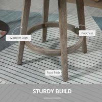 HOMCOM Bar Stools Set of 2 Fabric Kitchen Counter Stools, White(m-5)