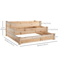 Outsunny 49"x49"x22" 3-Tier Raised Garden Bed Wooden Planter Kit Elevated Plant Box Stand for Yard & Patio, Natural(m-3)