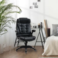 Vinsetto Executive Chair PU Leather Recliner Office Chair, with Swivel Wheels, Arm, Adjustable Height, High Back, Black(m-1)
